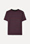 Women's Brown Striped Crew Neck T-Shirt - 2