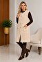 Women's Heart-Buttoned, Front-Pocket, Soft Textured Long Sweater Vest - 3