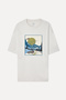 Men's White Printed Oversize Crew Neck T-Shirt - 4