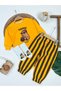 Capybara Printed Stretchy Fabric Sweatshirt, Striped Trousers and Printed Socks 3-Piece Seasonal Baby Boy Set - 3