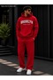 Men's Brooklyn New York Printed Black Oversize Hooded Tracksuit Set