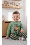 Capybara Printed Stretchy Fabric Sweatshirt, Striped Trousers and Printed Socks 3-Piece Seasonal Baby Boy Set - 5