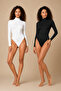 2-Pack Women's Long Sleeve Turtleneck Cotton Snap Fastener Bodysuit