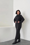 Women's Anthracite Scarf, Braided Skirt, Sweater, Scarf 3-Piece Set - 3