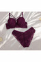 Women's Lace Embroidered Padded Underwire Supported Bra Panties Lingerie Set