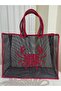 Handmade Mesh Beach Bag Sand-Proof Canvas Sea Bag Towel Bag Pool Bag - 2