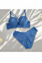 Women's Lace Embroidered Padded Underwire Supported Bra Panties Lingerie Set