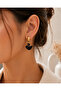 Gold Black Stone Swan Earrings - 4