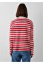 Striped Polo Collar Regular Fit 100% Cotton Women's Sweatshirt. - 3