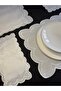 Set of 12 Ecru Color 6 Double Wavy Cloud Model American Placemats/Serviettes & 6 Double Wavy Cloud Model Presentation Napkins - 3