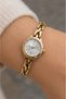 Cleys Women's Gold Color Minimal Round Case Watch |   White Dial Curved Bezel Band Vintage Elegant Quartz Women Wristwatch - 2
