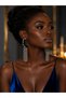 Black Shuttle Stone Fringed Earrings - 3