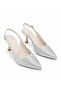 Women's Stone Embellished Evening Dress Shoes Silver - 2