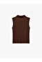 Half Buttoned Knitwear Polo Neck Sleeveless Blouse - 6