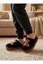 Unisex, Black Plaid Patterned, Bear Figured, Soft, Plush Winter House Slippers - 3