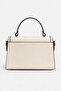 Logo Detailed Printed Women's Small Size Hand and Shoulder Bag Cream - 3