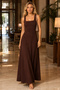 Women's Square Neck Thick Strap Cotton Stretchy Long Dress Mdm1030 - 8