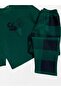 Boys' Cotton Fleece Winter Pajama Set with Sleep Band, Deer Pattern, Green Color - 4