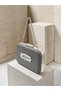Anthracite Gray Platinum Striped Satin Silver Detailed Crystal Stone Chain Strap Women's Evening Dress Bag Wedding Engagement Graduation - 2