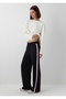 High-Waisted, Wide-Leg, Straight-Cut Sweatpants with Stripe Details.