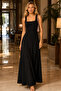Women's Square Neck Thick Strap Cotton Stretchy Long Dress Mdm1030 - 5