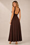 Women's Square Neck Thick Strap Cotton Stretchy Long Dress Mdm1030 - 3