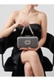 Anthracite Gray Platinum Striped Satin Silver Detailed Crystal Stone Chain Strap Women's Evening Dress Bag Wedding Engagement Graduation