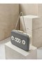 Anthracite Gray Platinum Striped Satin Silver Detailed Crystal Stone Chain Strap Women's Evening Dress Bag Wedding Engagement Graduation - 2
