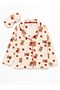 Mother-Daughter Cotton Suede Strawberry Teddy Bear Patterned Winter Shirt Collar Buttoned Sleep Band Pajama Set Beige Color - 4