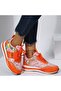 Women's Orange Letter Print Lace-Up Sneakers - 2