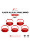 100 mm Plastic Jar Lid with Handle Red Carrying Handle 5 Pieces - 3