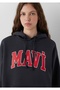 Logo Printed Oversized (Wide Cut) Hooded Women's Sweatshirt. - 4