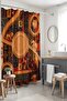 Ethnic African Animals Patterned Shower Curtain on Wicker, Bathtub Curtain 175X200Cm - 5