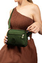 Women's Dark Khaki Cross Strap Three-Compartment Zippered Crinkle Daily Shoulder Bag - 2