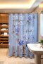 Blue Hydrangea Flower Patterned Shower Curtain, Bathtub Curtain 175X200Cm - 3