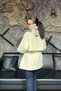 Women's Windbreaker Detailed Belted Oversize Drop Shoulder Short Trench Sun180 - 5