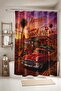 Retro California Cars Patterned Shower Curtain, Bathtub Curtain 175X200Cm