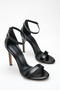 Black Thin Heeled Single Strap Ankle Strap Stylish Evening Dress Sandals