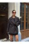 Oversized Buttoned Double-Breasted Trench Coat with Cape - 2