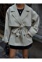 Oversized Buttoned Double-Breasted Trench Coat with Cape - 2