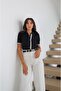 Navy Blue Lace Detailed Polo Collar Knitwear Cardigan