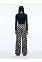 Zebra Patterned Wide Leg Black Trousers - 2