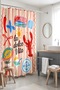 La Dolce Vita Sea Icons Patterned Shower Curtain, Bathtub Curtain 175X200Cm - 5