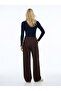 Flowy Wide-Legged Brown Trousers - 2