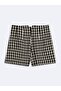 Slim Fit Square Patterned Mini Black Shorts - 4