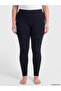 Two Mt Shop Quality Lcw Curve Navy Blue Large Size Women's Leggings with Elastic Waist 2-Pack - 3