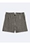 Slim Fit Square Patterned Mini Black Shorts - 3