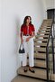 Red Lace Detailed Polo Collar Knitwear Cardigan - 4