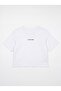 Baby Tee White T-Shirt with Text Print - 3