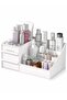 O2. Makeup Organizer with 2 Drawers and 7 Compartments, PP Cosmetic Storage Box for Skincare, Perfume, Lipstick, Jewelry and Stationery, Vanity Countertop Organizer